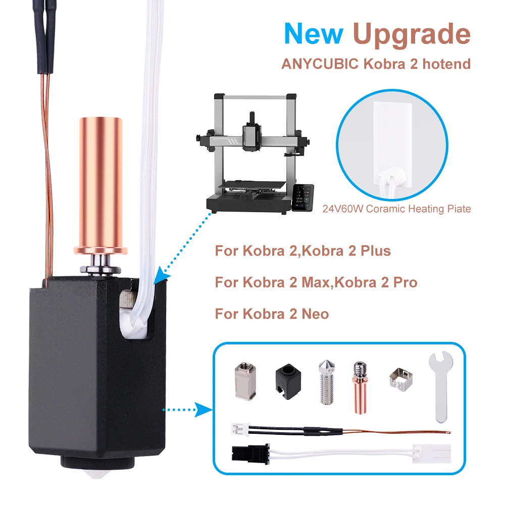 

Обновление комплекта Hotend Anycubic Kobra2, картриджа с нагревателем термистора 0,4 мм с принтом Hot End для 3D-принтера Kobra 2 Plus/Neo/Kobra 2