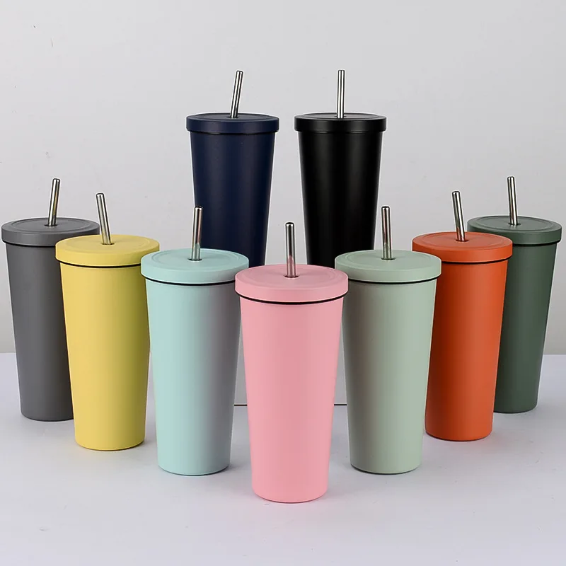 

Stainless Steel Insulated Mug with Lid and Straw, Coffee Mug, Drink Travel Cup, Tea Cup, Vacuum Flask, Metal Cup, Tumbler, 500ml