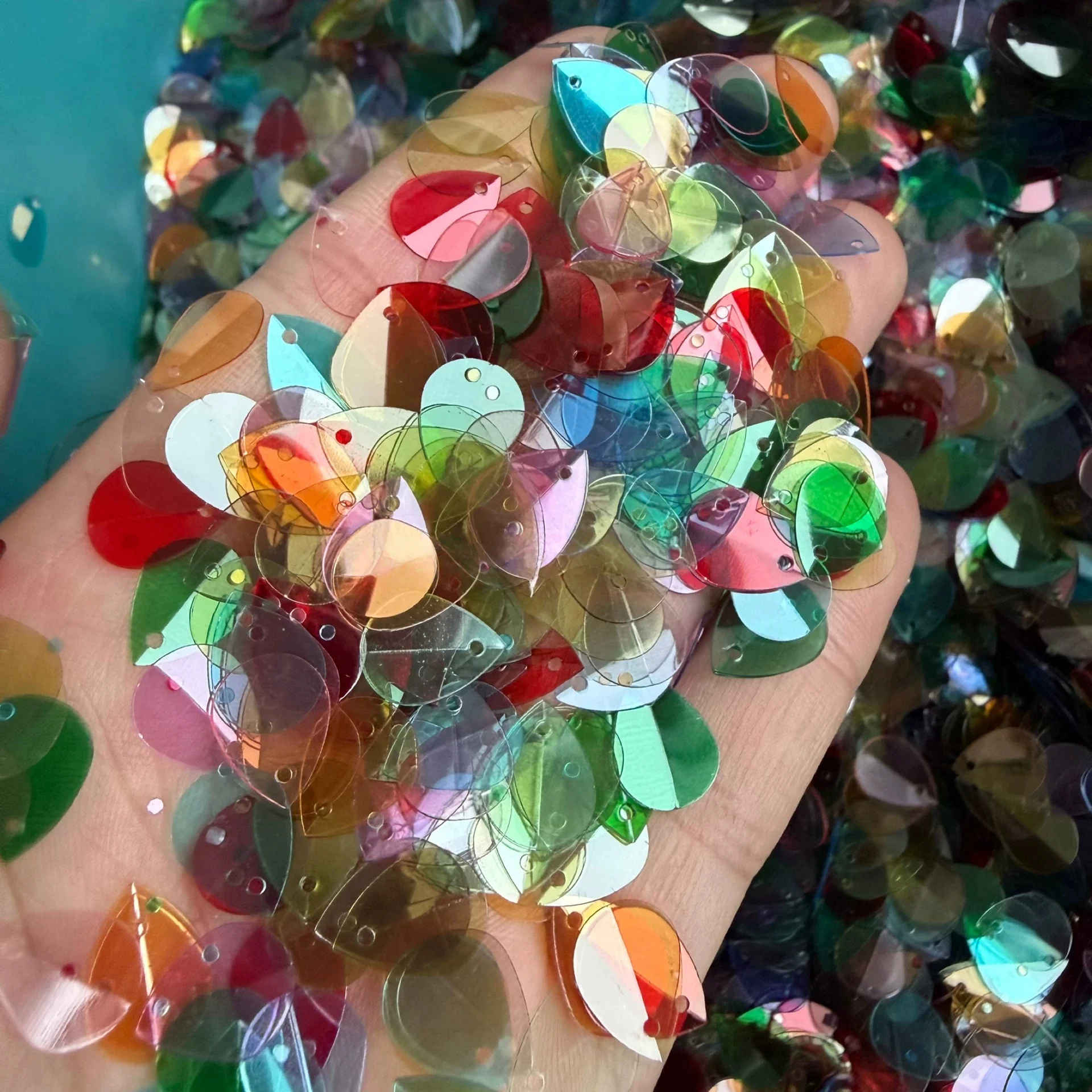 50g DIY  Sewing Accessories Craft Material loosen Sequins PET Waterdrop Folded Sequins 8*10mm Water Drop Petal Paillettes