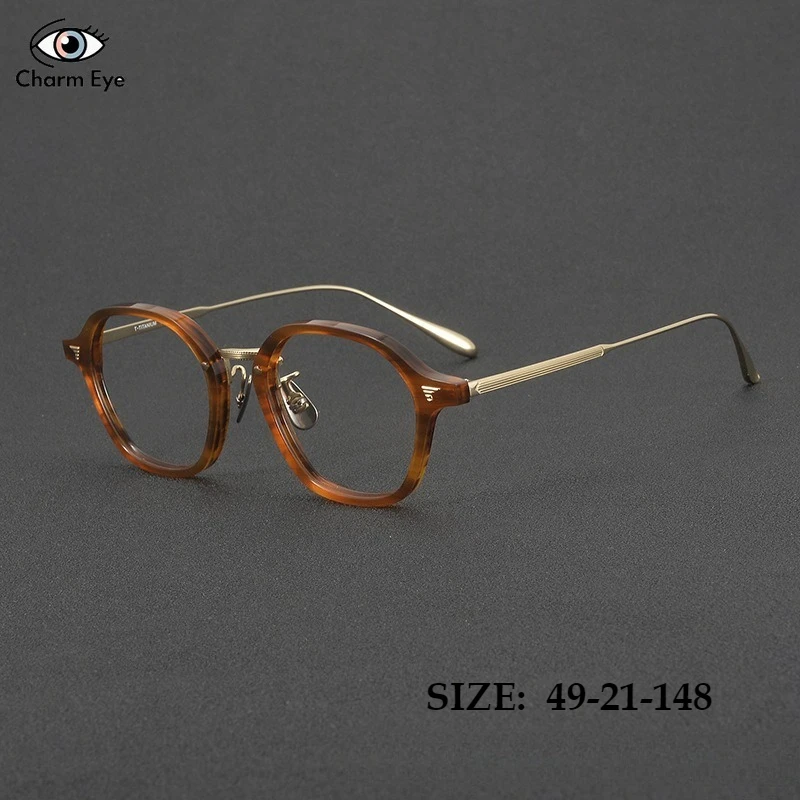 

Japan Retro Artistic Women Pure Titanium Eyeglass Frames High-quality Gradient Acetate Square Men Reading Myopia Optical Glasses