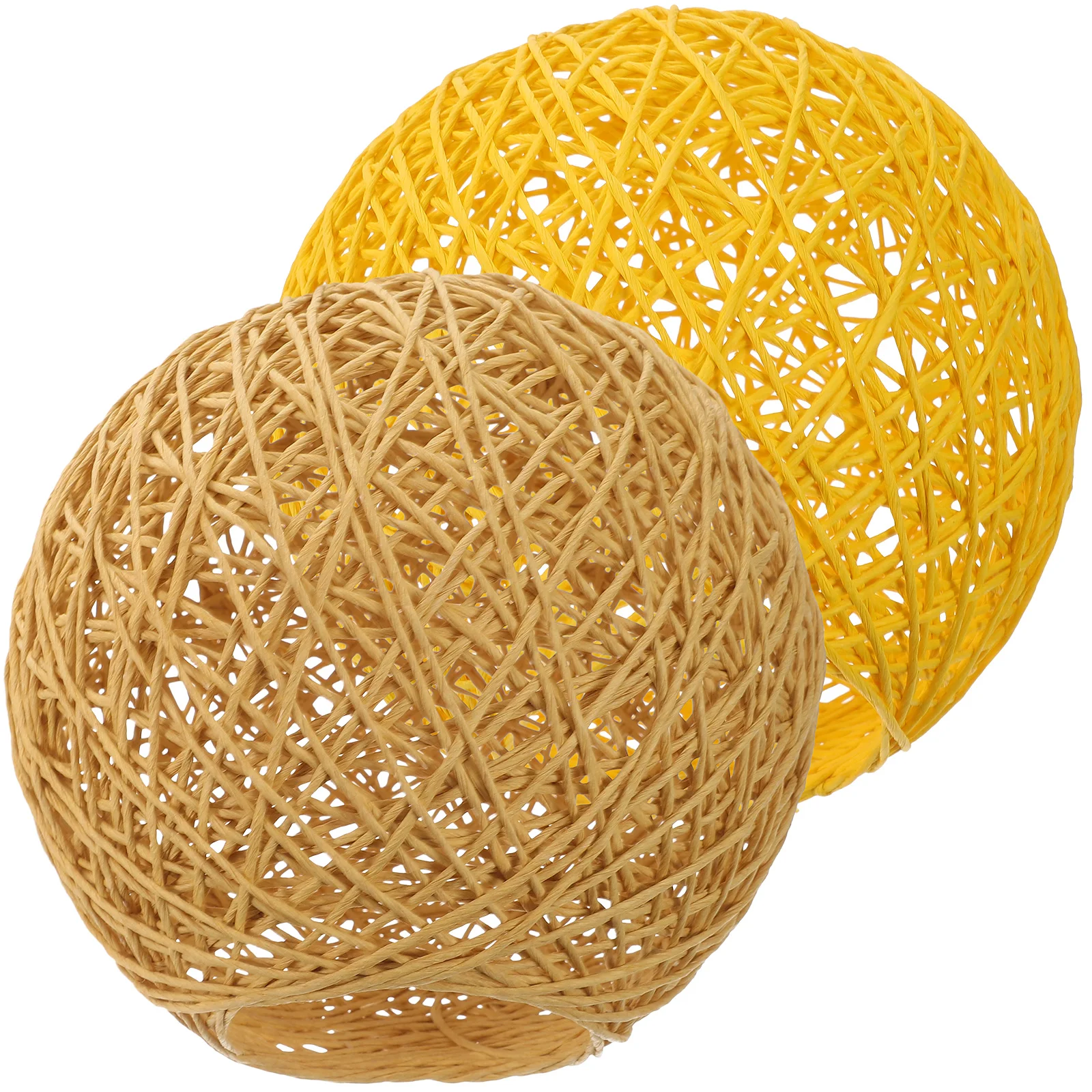 2 قطعة ظلال مصابيح قلادة مستديرة ريفي المنسوجة غطاء الروطان لمصباح السقف ديكور المنزل الإضاءة الناعمة استبدال الملحقات #4