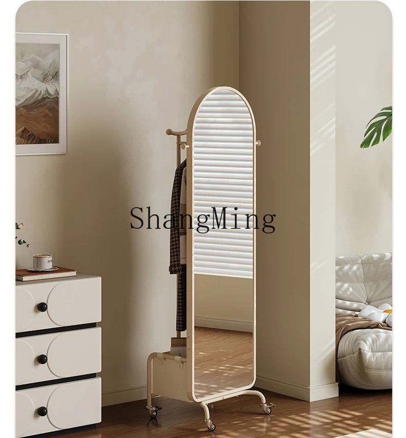 

HJ household removable dressing full body floor mirror hanging hanger integrated bedroom rotating coat rack
