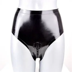 Latex Shorts Sexy Fetish Rubber Underwear with Crotch Zip Custom Made for Women