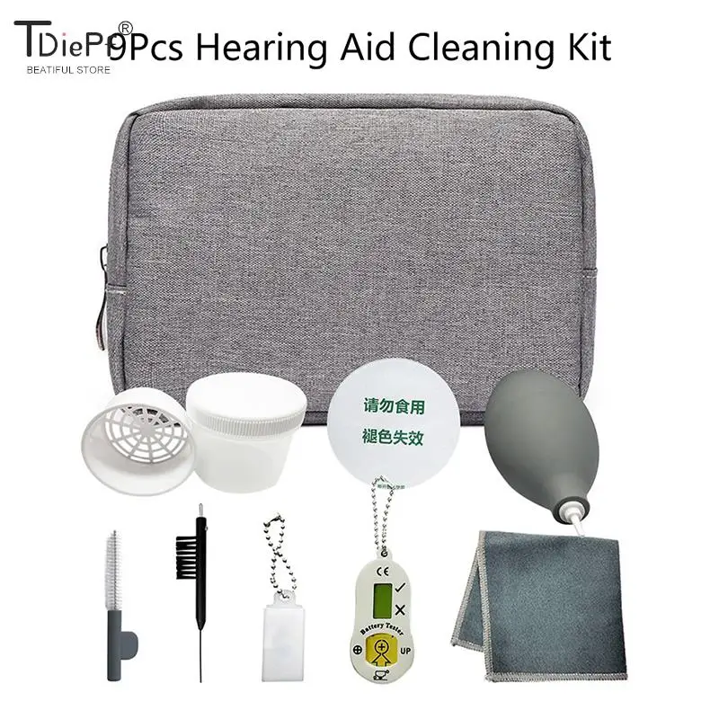 1PCS-9PCS/Set Hearing Aid Cleaning Kit Brush Vent Cleaner Wire Magne Wax Loop Tools Set