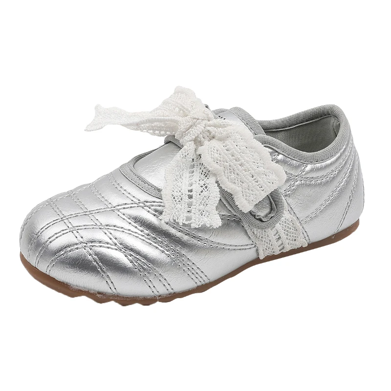 

26-30 Size New Summer Kids Leather Shoes Korean Cute Lace Children Soft Soled Shoes Solid Color Thin Girls Nude Shoes