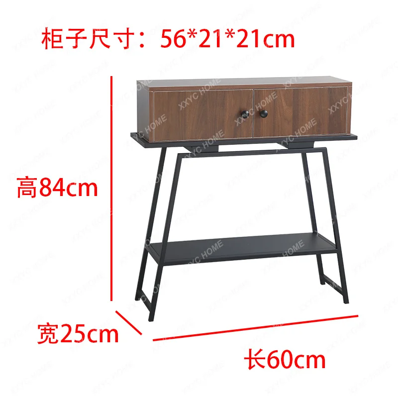 Entrance cabinet wrought iron solid wood strip case corridor aisle free installation home decoration against the wall