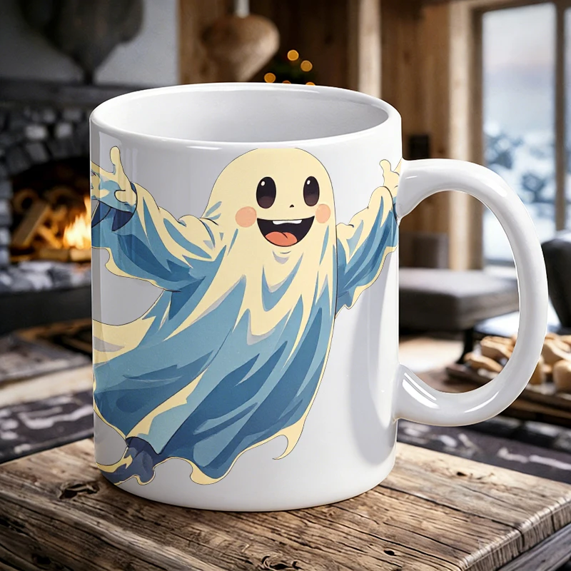 

1PCS Happy Hug Ghost Ceramic Mug, Coffee Mug, Milk Cup, Office Tea Cup, Drinking Cup, Fade-Resistant, Gift for Friends