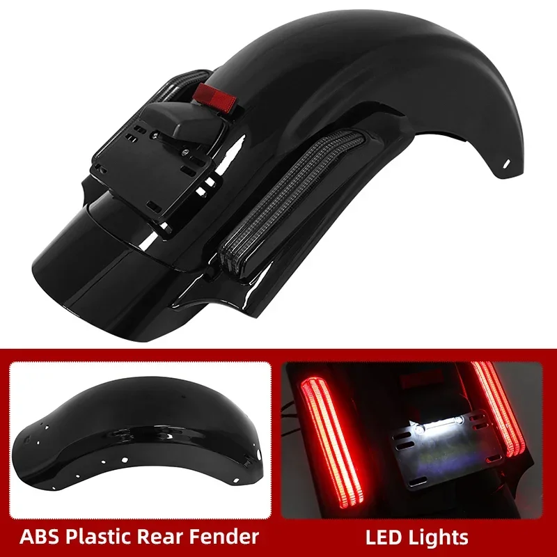 Rear Fender Motorcycle Extension Fascia With LED Light For Harley Touring Electra Road Street Glide Road King FLHR FLH 2009-UP