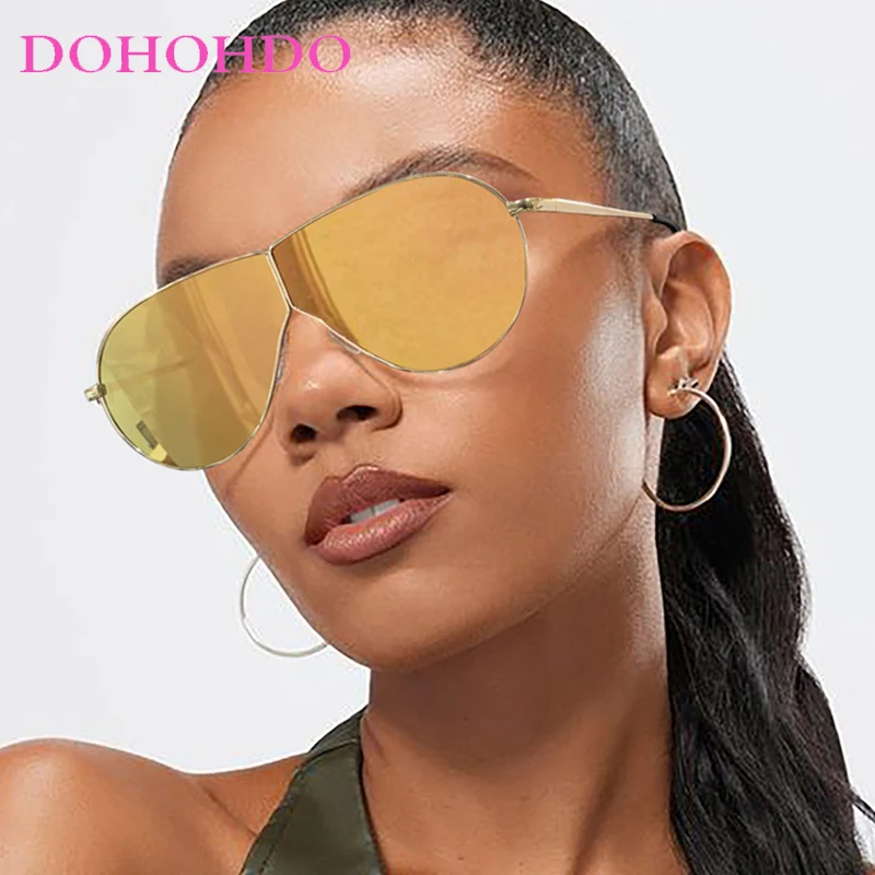 

DOHOHDO UV400 Popular Vintage Luxury Brand Designer Pilot Sunglasses Women For Men Shades Big Frame Windproof Punk Sun Glasses