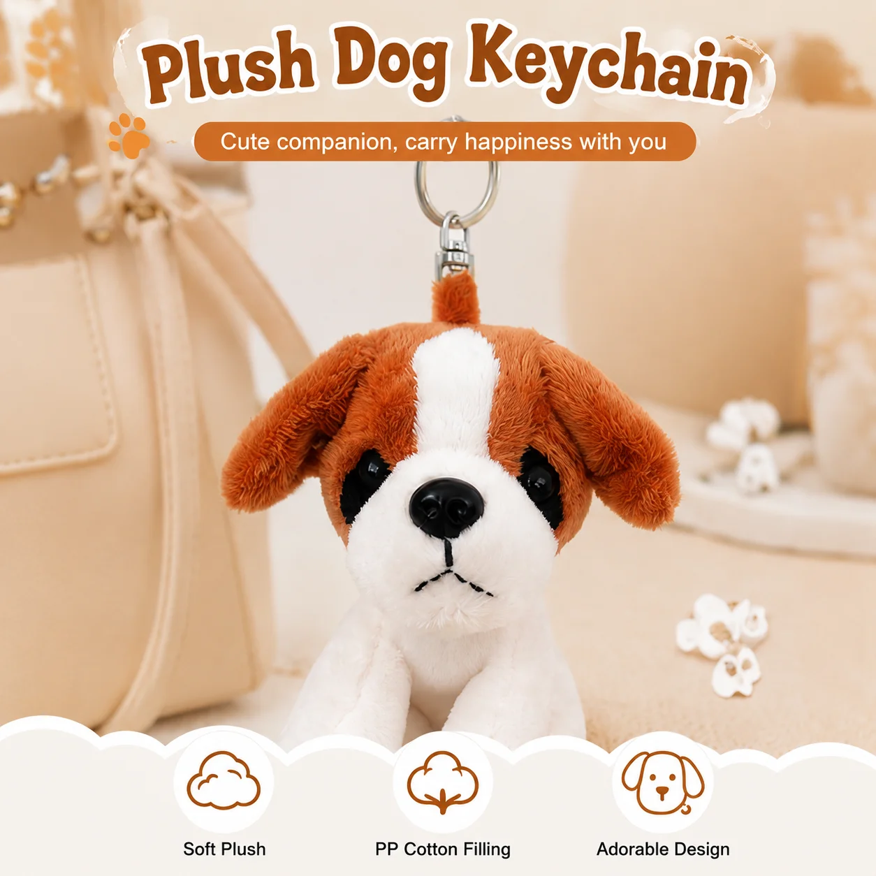 

12cm Cute Buster Dog Plush Keychain Stuffed Animal Doll Bag Hanging Ornament Backpack Pendant Birthday Gift for Friends Family