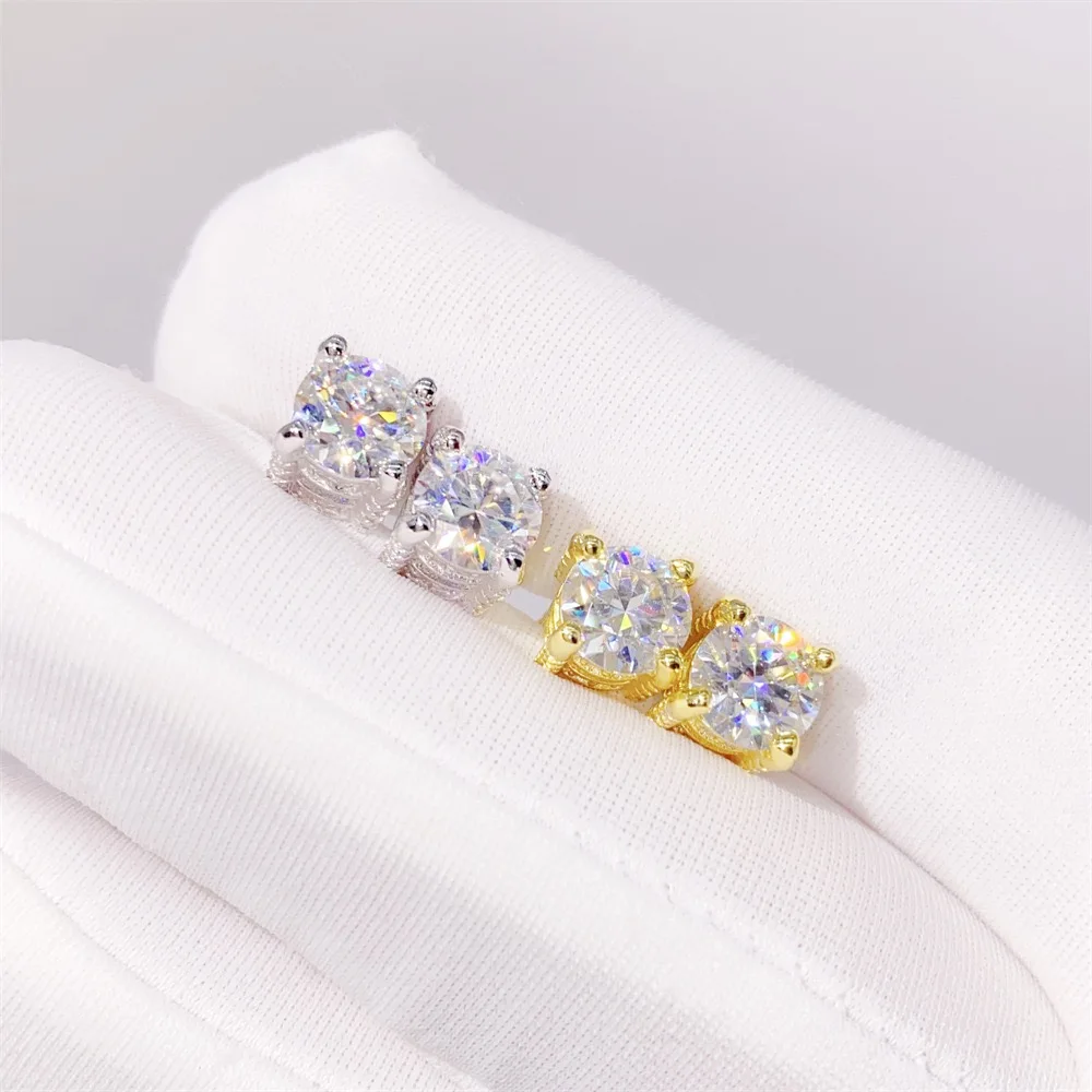 

Hiphop 1-4ct D Color Moissanite Screwback Earrings 14k Gold Plated 925 Sterling Silver Iced Diamond Ear Studs Pass Tester Gift