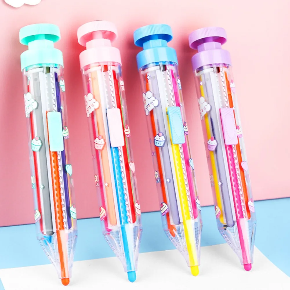 New ABS Multicolor Crayons 8 In 1 Push Style Colored Pencil Creative Portable Painting Tools Kids