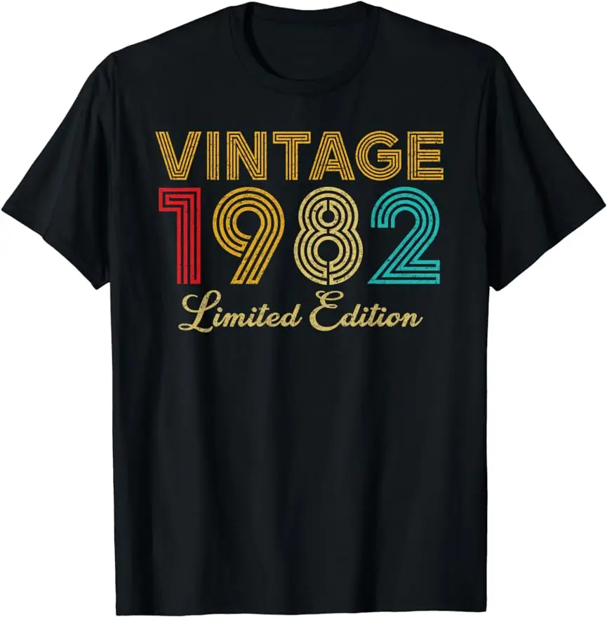 Vintage Born 1982 Retro Birthday Gifts for Men's Graphic T-Shirts Birthday Gifts for Men Women Summer Streetwear TShirt