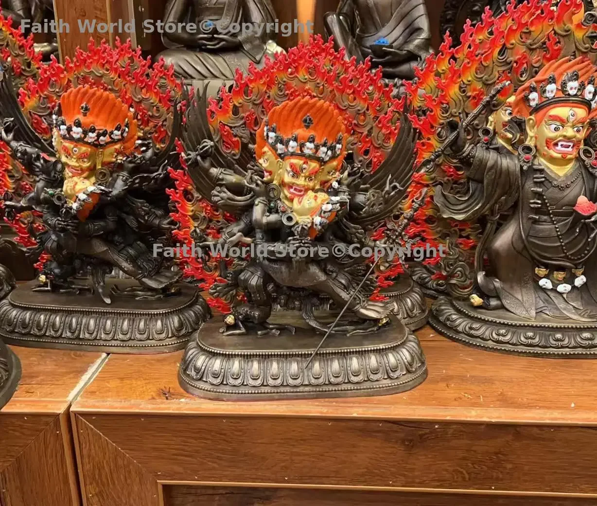 Buddhist supplies 33cm large Tibet Buddha statue Vajra phurpa Vajrakila Yamantaka buddha  Dharma bronze figure of the Buddha