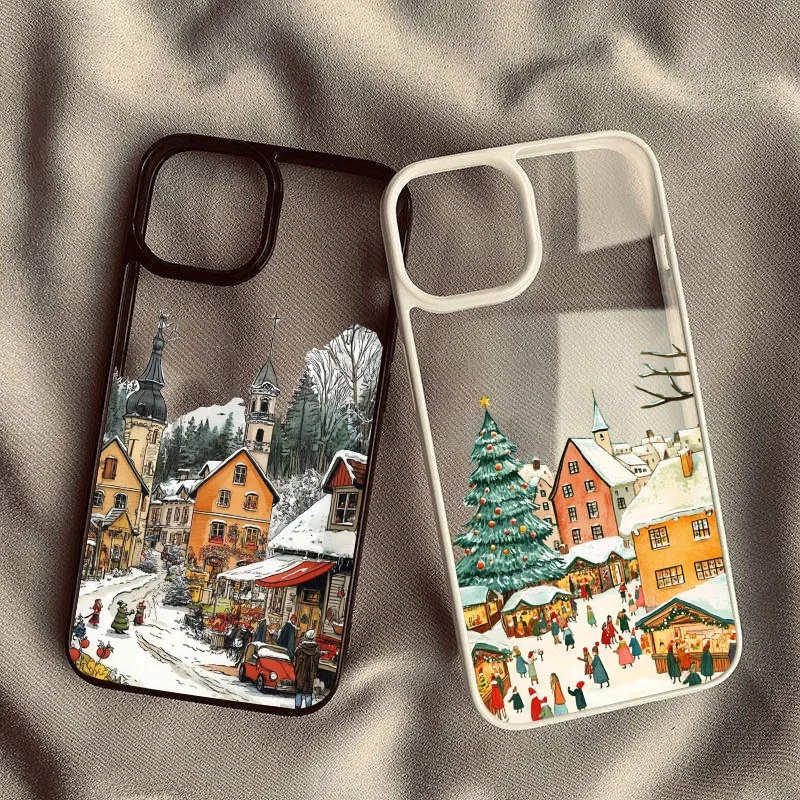 Winter Night Snow Mountain Forest Scenery Phone Case For iPhone 14 15 Pro 16 13 XS Max 11 12Mini XR 7 8Plus Clear Hard Cover Bag