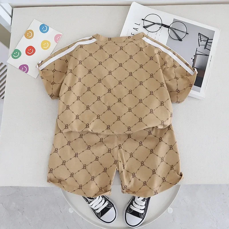 2024 New Baby Short Sleeve Clothes Little Boys Cool Sports Set for Children Boys Summer T-shirt Set