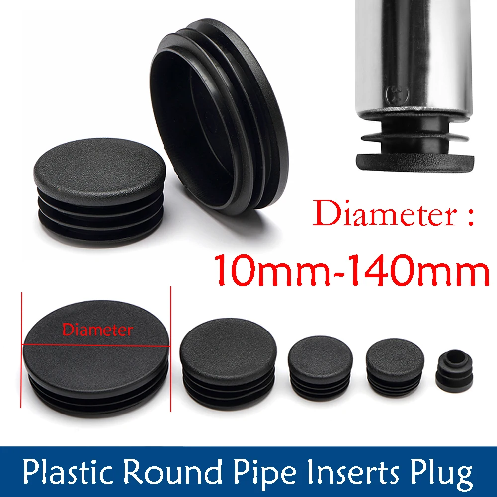 2-100Pcs Round Plastic Blanking End Cap 10mm- 140mm Chair Table Feet Cover Tube Pipe Insert Plugs Bungs Stoppers Round Cap