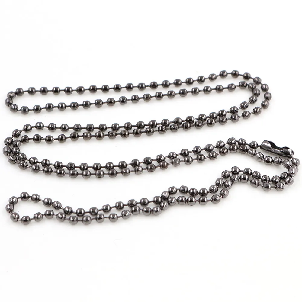 5pcs/lot 3 Size 1.5mm and 2.0mm and 2.4mm Gun Black Plated  Ball Beads Chain Necklace Bead Connector 65cm(25.5 inch)