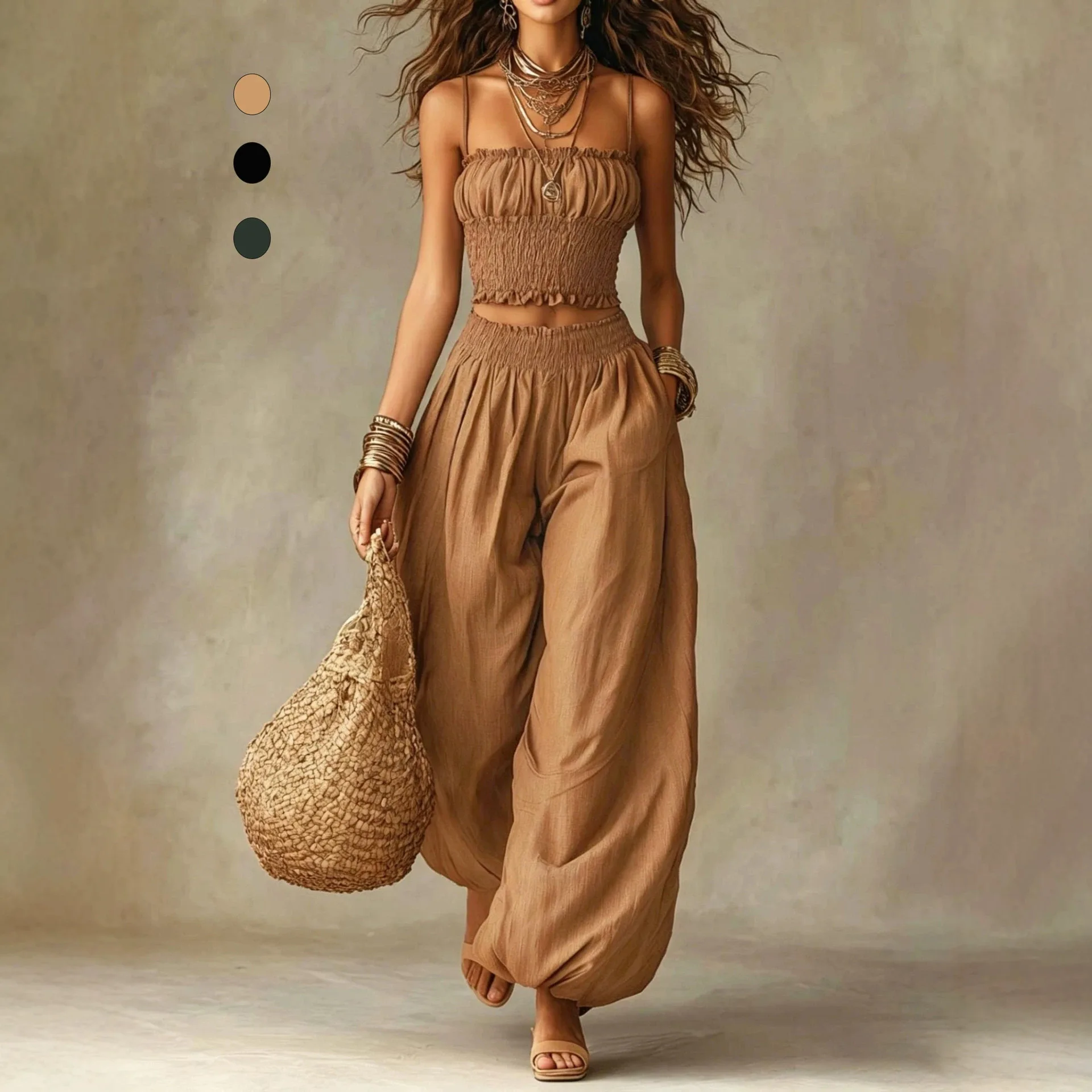 2026 New Elegant Chest Wrap Short Suspender and Bloomers Set, Vacation and Leisure Two-piece Set
