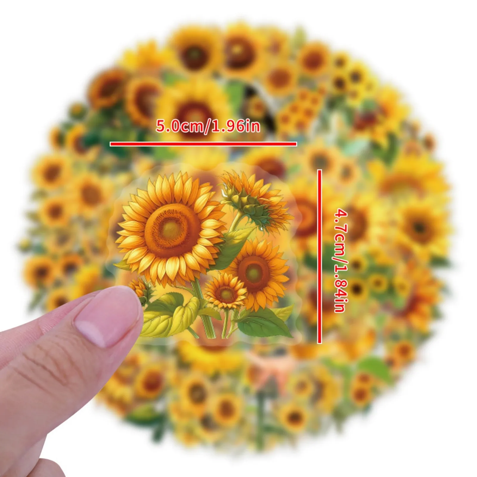 60pcs Waterproof Clear PET Sunflower Stickers, Suitcase Stickers Stickers Scooter Computer Tablet Cartoon Decoration