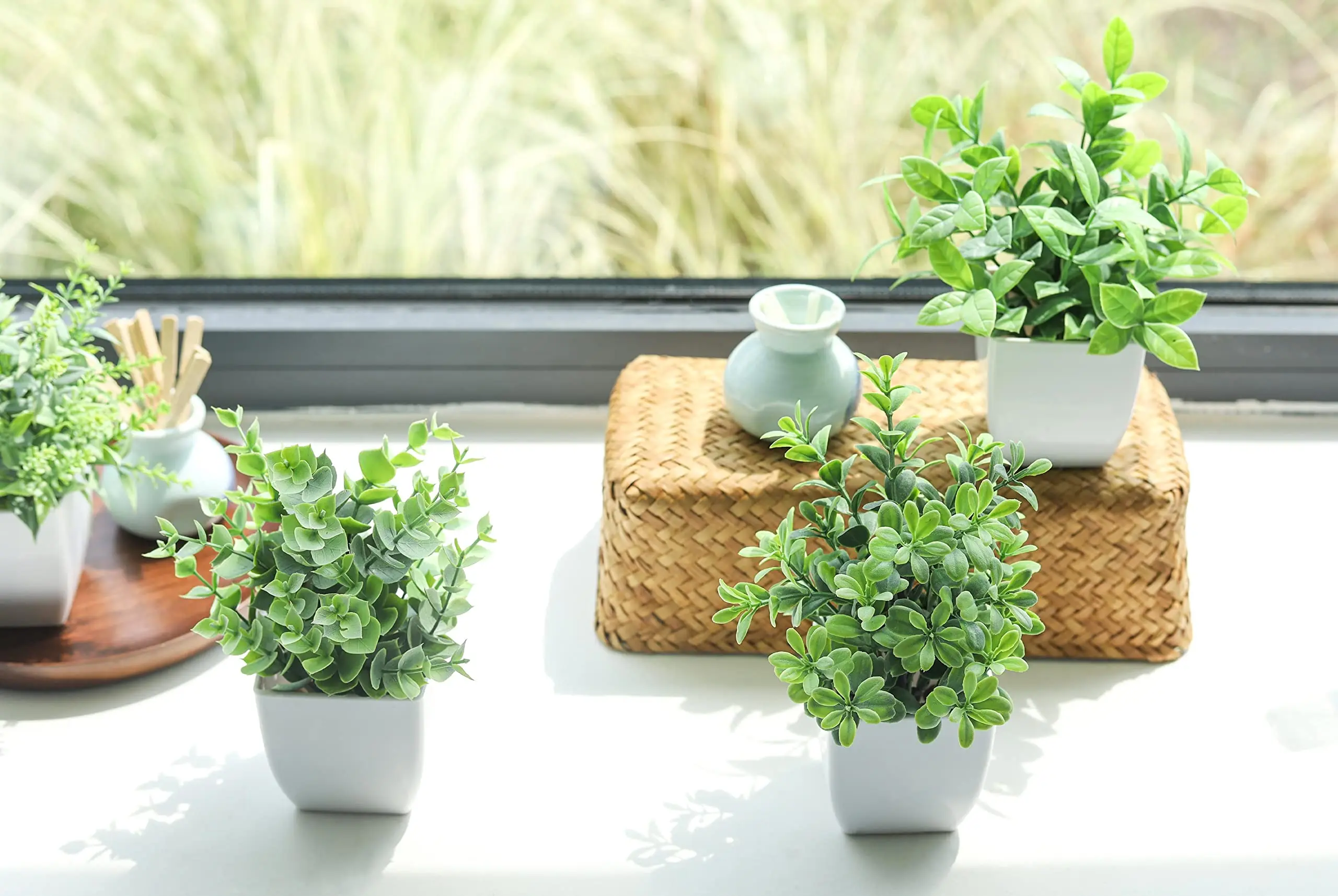Künstliche Bonsai-Kunstpflanzen, Mini-Kunststoff, grüne Topfpflanze, für den Innenbereich, Zuhause, Büro, Tisch, Raumdekoration, Weihnachtsgeschenke – Detail 2