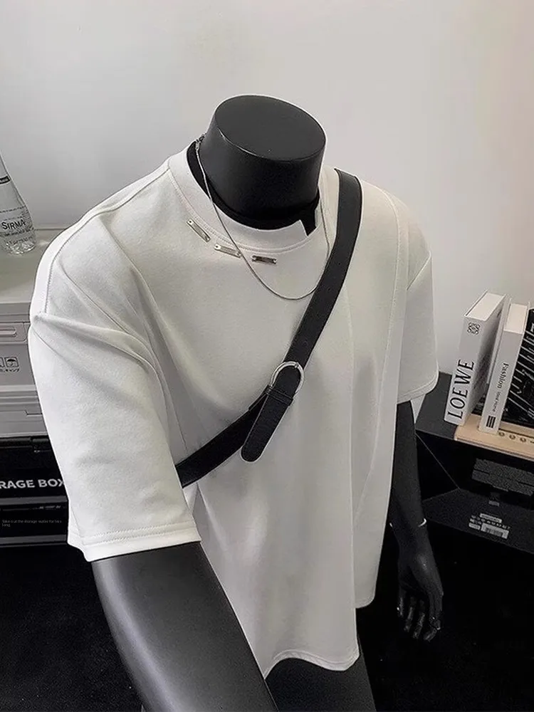 

Cleanfit Men's ort Sve T-irt Deconstructed Two-Piece Design Summer Faionable Casual Breathable Polyester Fiber
