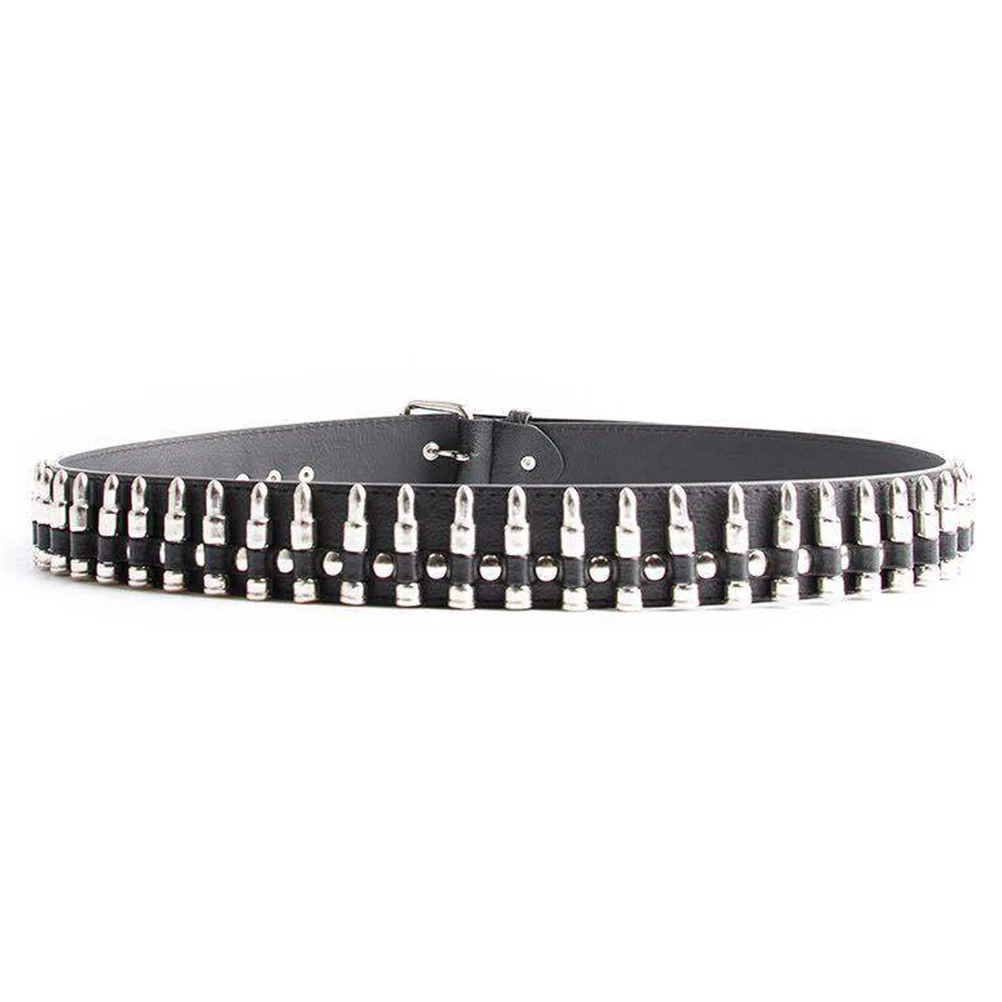 

1Pcs Men Punk Style Studded Bullet Belt Black Alloy Buckle Leisure Waistband Versatile Casual Jeans Punk Belt