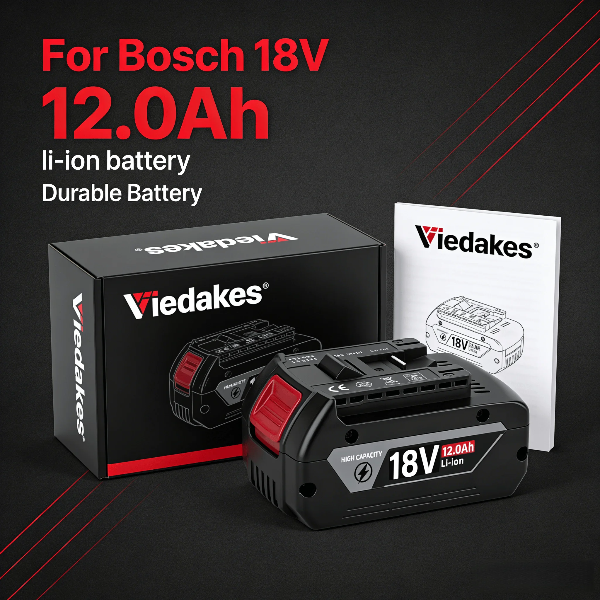 

100% Original For Bosch 18v battery lithium-ion rechargeable battery, 18V 12000mAh for BAT609 BAT618 BAT614 with charger☝☝