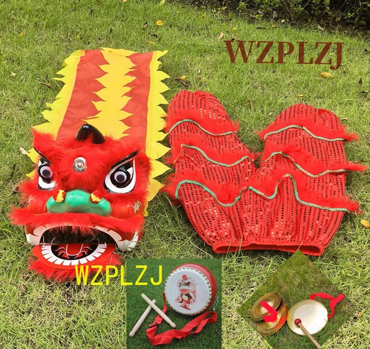 12 inch Lion Dance Costume Cartoon Drum Gong cymbals  pants 2-5 Age Boy Girl Child Play Parade Stage Outdoor Sports Toys  Games