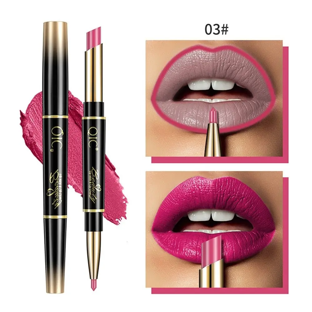 Two In One Double Ended Double Head Matte Lipstick Water Proof Long Lasting Lip Liner Moisturizing Non Fading Liner Pencil Girl