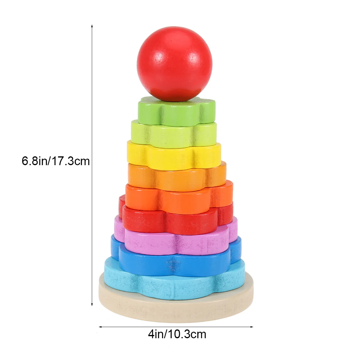 Conjunto de madeira de empilhamento de arco-íris para crianças, torre de construção educacional de cores brilhantes, desenvolvimento de coordenação lógica, brinquedo de madeira