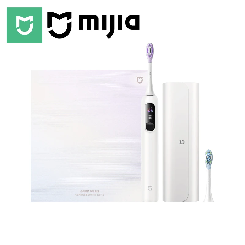 

Электрическая зубная щетка MIJIA Sonic Vibration Pro, бело-золотая, подарочная упаковка, 4 умных режима, водонепроницаемость IPX8, LED-экран и блокировка для путешествий