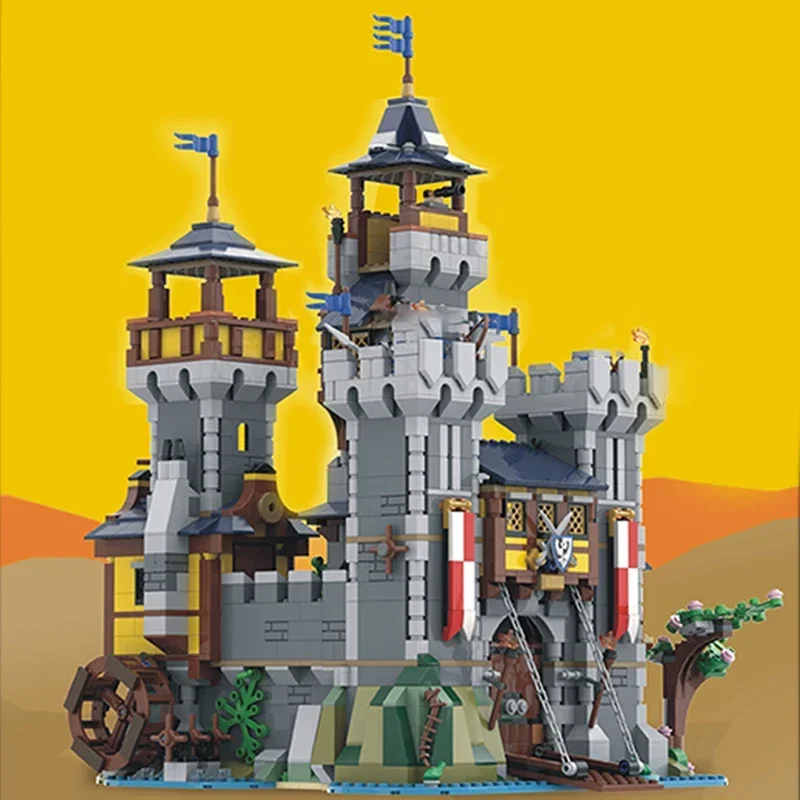 Moc Building Blocks Castle Model Black Falcon's Castle Technical Bricks DIY Assembly Construction Toys For Child Holiday Gifts