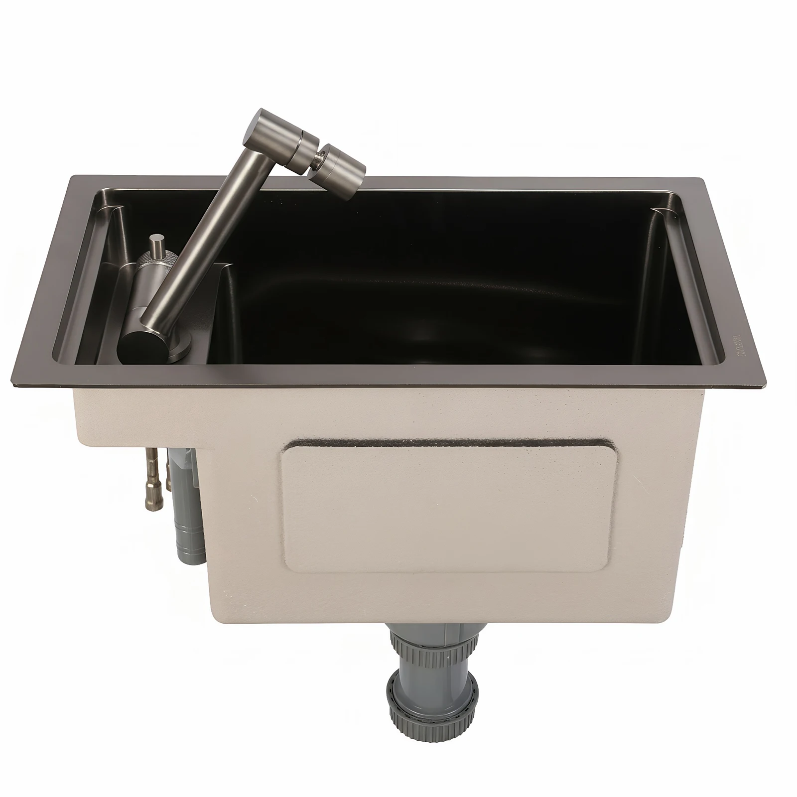 

Кухонная мойка из нержавеющей стали 304, 16.9 x 9.8 x 8.7 дюймов, встраиваемая, с одной чашей, с краном, для дома и квартиры