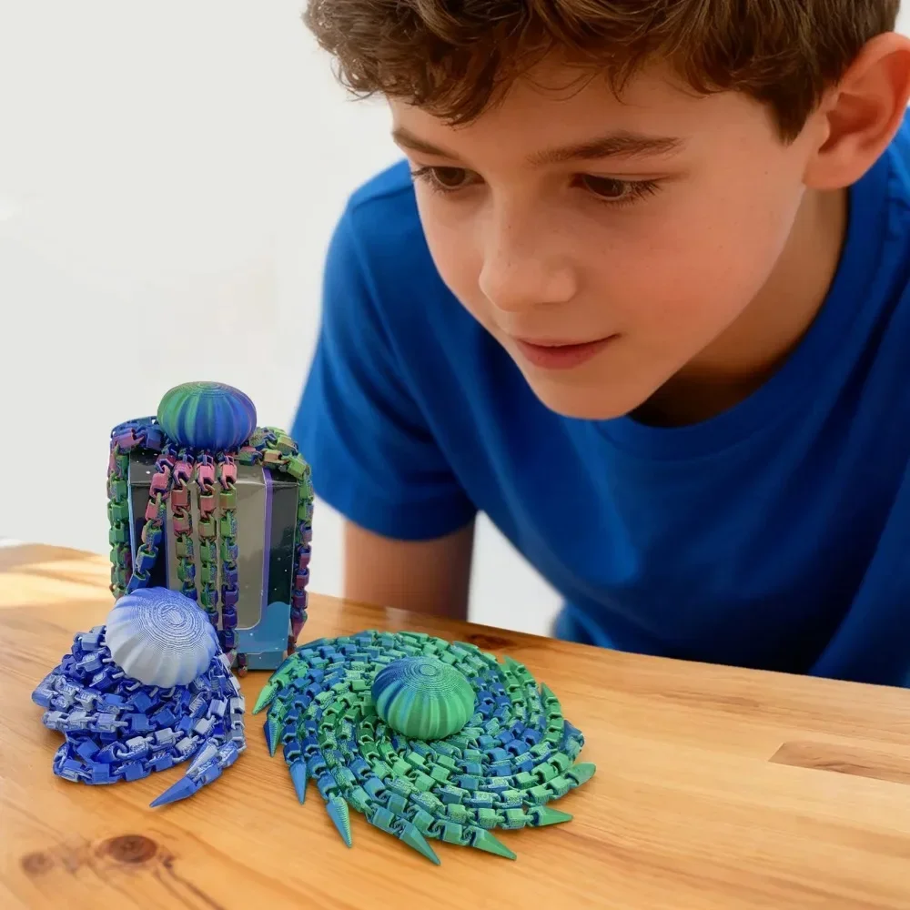 Kreatives 3D-gedrucktes Quallen-Entspannungsspielzeug, Spiralförmiger Oktopus, sensorisches Dekorationsstück, interaktives Stressabbau-Spielzeug, lustiges Spielzeug – Detail 15