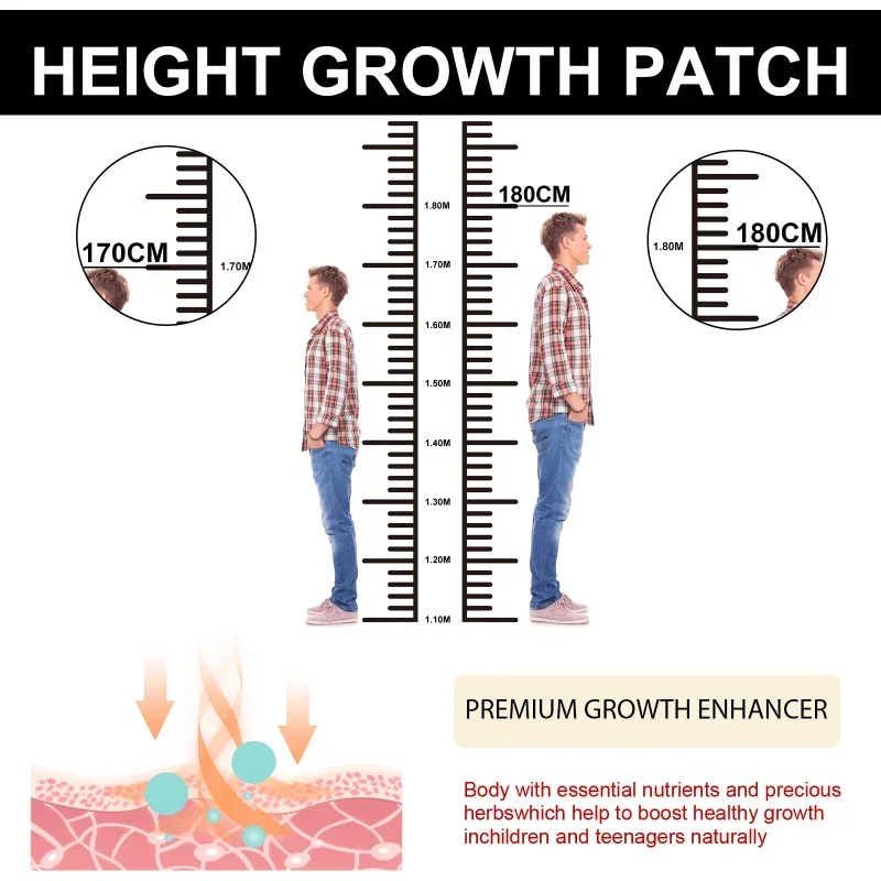Parche para aumento de altura del pie, adhesivo para crecimiento corporal, cuidado del Taller, yeso plantar, punto de acupuntura, promueve el crecimiento óseo, adultos y niños