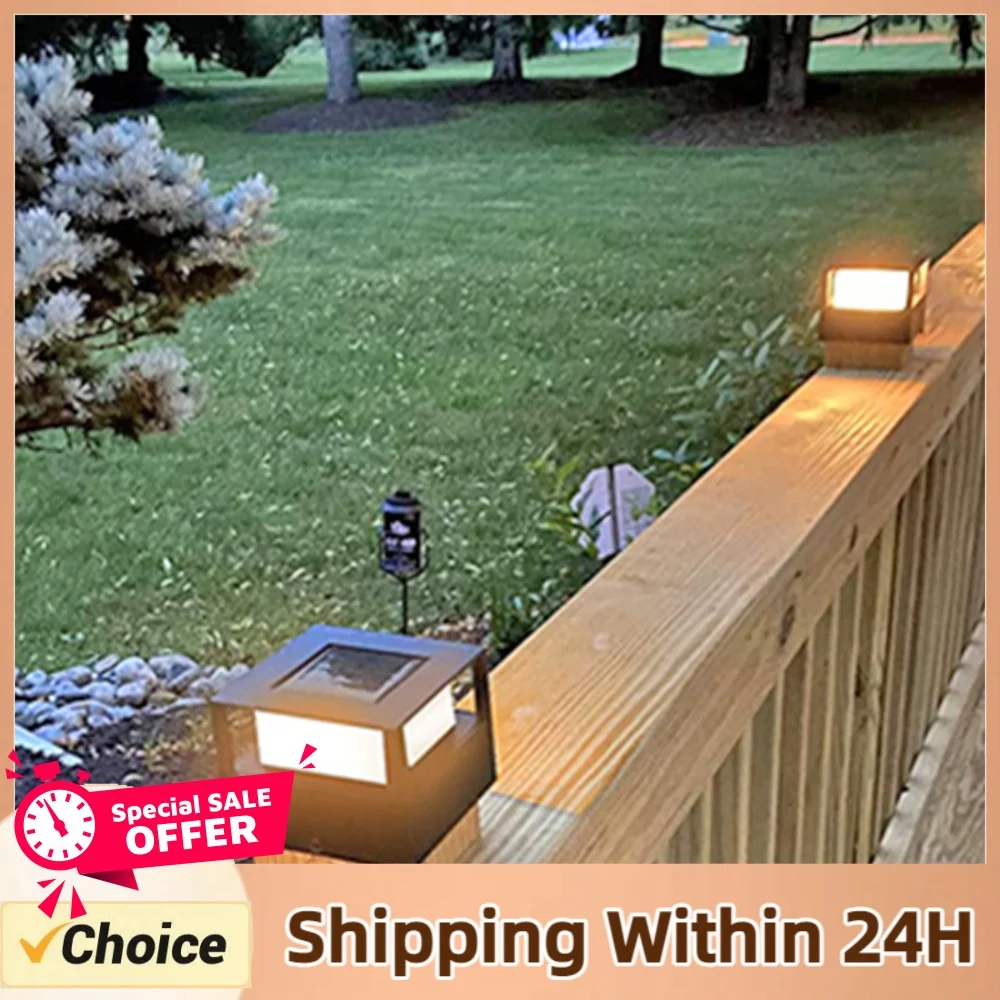 Solar Column Light LED Outdoor Lighting Fence Gate Pillar Garden Courtyard Lamp