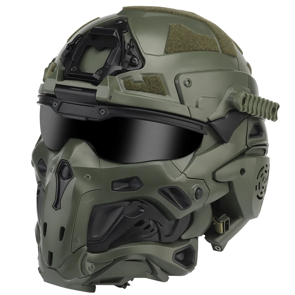 Tactical Assault Helmet Set Built-in Communication Headset Anti-fog Fan W-Ronin Detachable Mask Replacement Lens Helmet