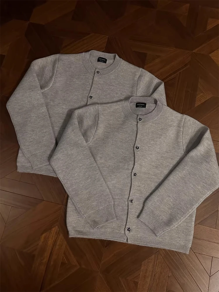 

High Quali Heavyweight ey Button up Knitwear Men's Casual Classic Sle Loose Fit Long Sve Sweater Jaet for Winter