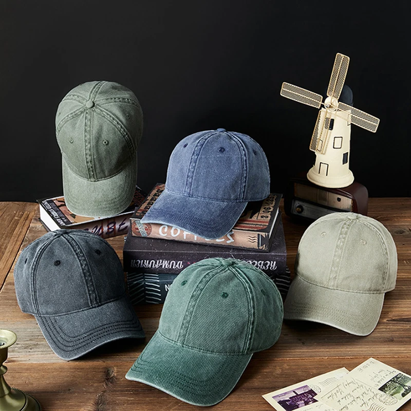 High Quality Large Size Denim Baseball Cap for Men Distressed Dad Caps Vintage Cotton Big Head