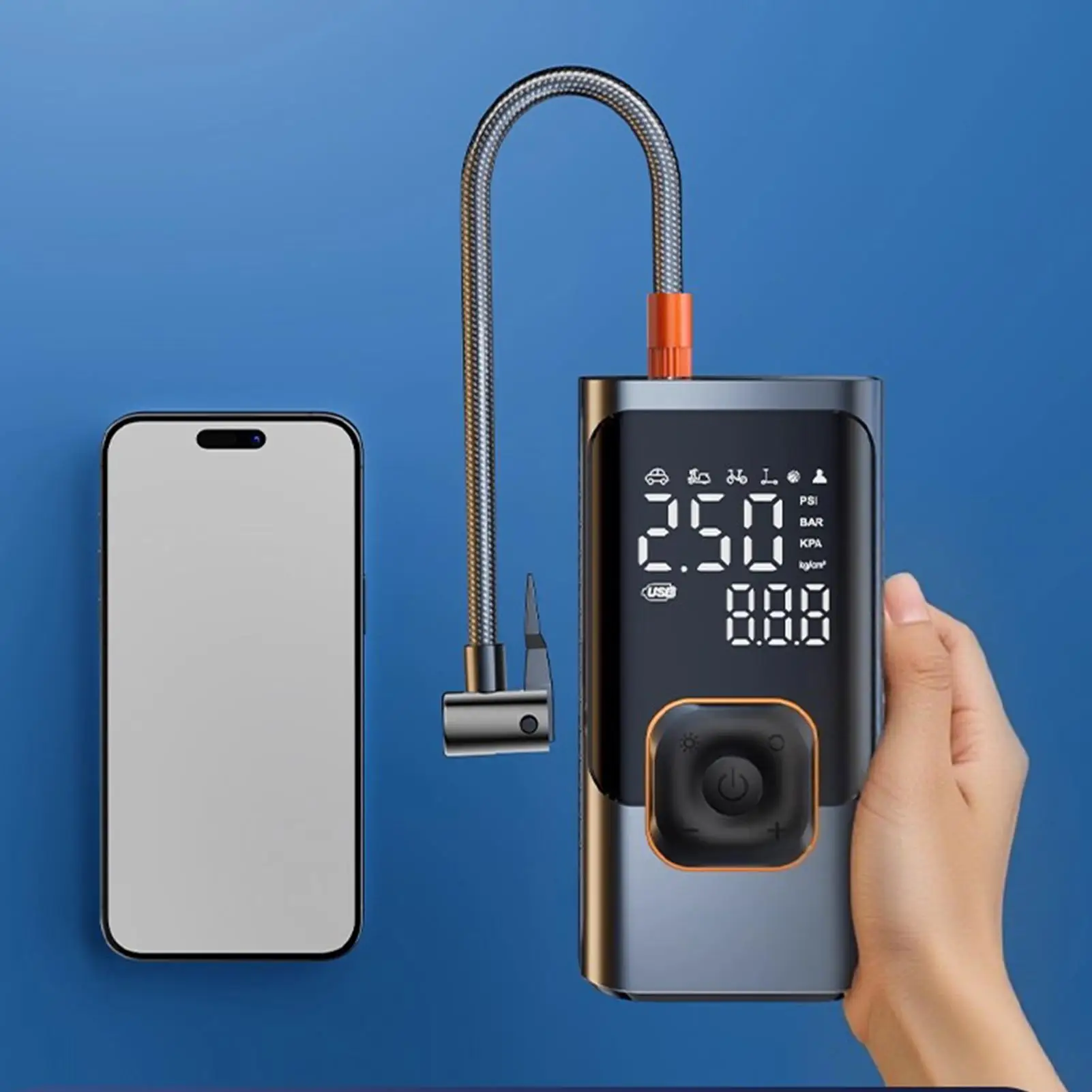 

Портативный воздушный компрессор, компрессор для электромобиля, автомобильный насос для шин для трактора, велосипеда, грузовика, мяча, надувные лодки, мотоцикла, велосипеда