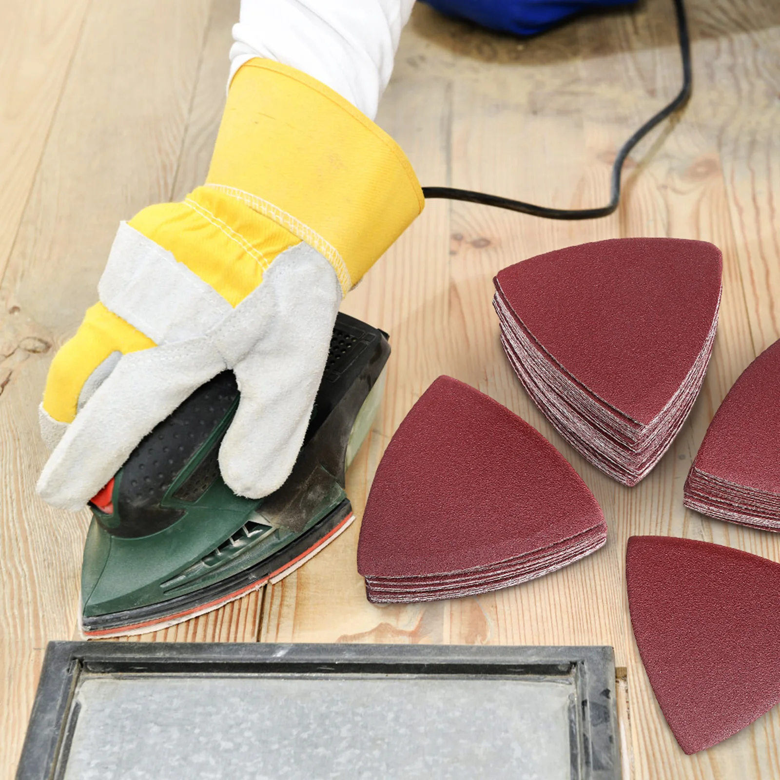 

100 pcs Triangular Sanding Pad Efficient Strong Adhesion Detail Sander Tool For Wood Metal Plastic Oscillating Multi Sand Paper