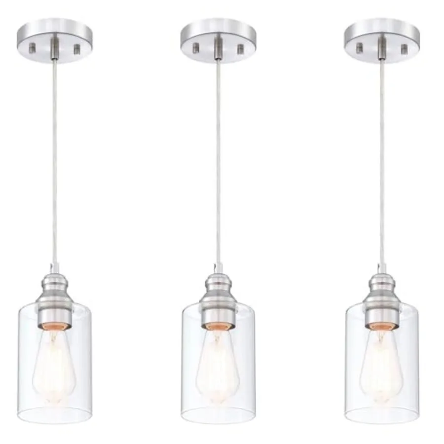 Pendant Lighting Fixture, Hanging Ceiling Lights with E26 Medium Base Max. 60 Watts, ETL Rated, Bulbs not Included,,3-Pack