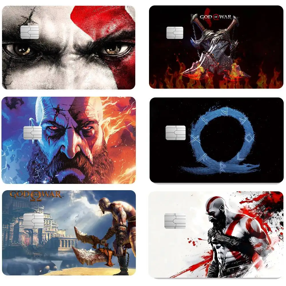 Games God Of War Anime 4pcs 1Set Film Skin Sticker Tape For Bank Credit Debit Card