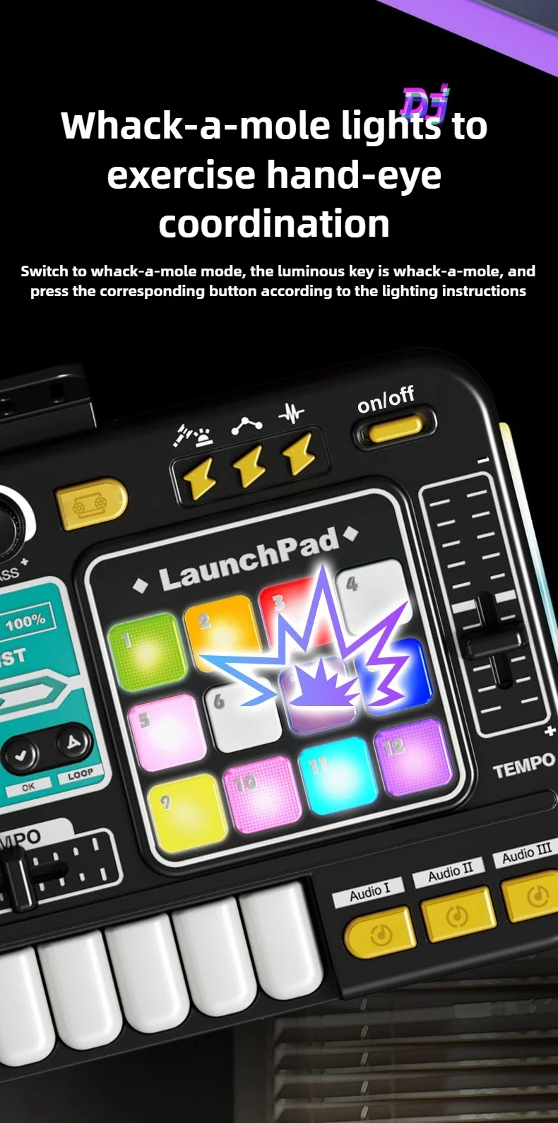 Criança dj mixer com microfone teclado de piano eletrônico bluetooth dj turntable controlador instrumento musical presentes aniversário do miúdo