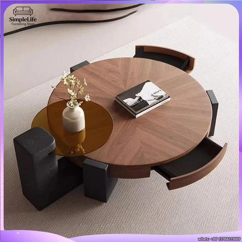 

Скандинавский современный журнальный столик для гостиной, минималистичный деревянный приставной столик для небольших помещений, круглый или прямоугольный, для дома