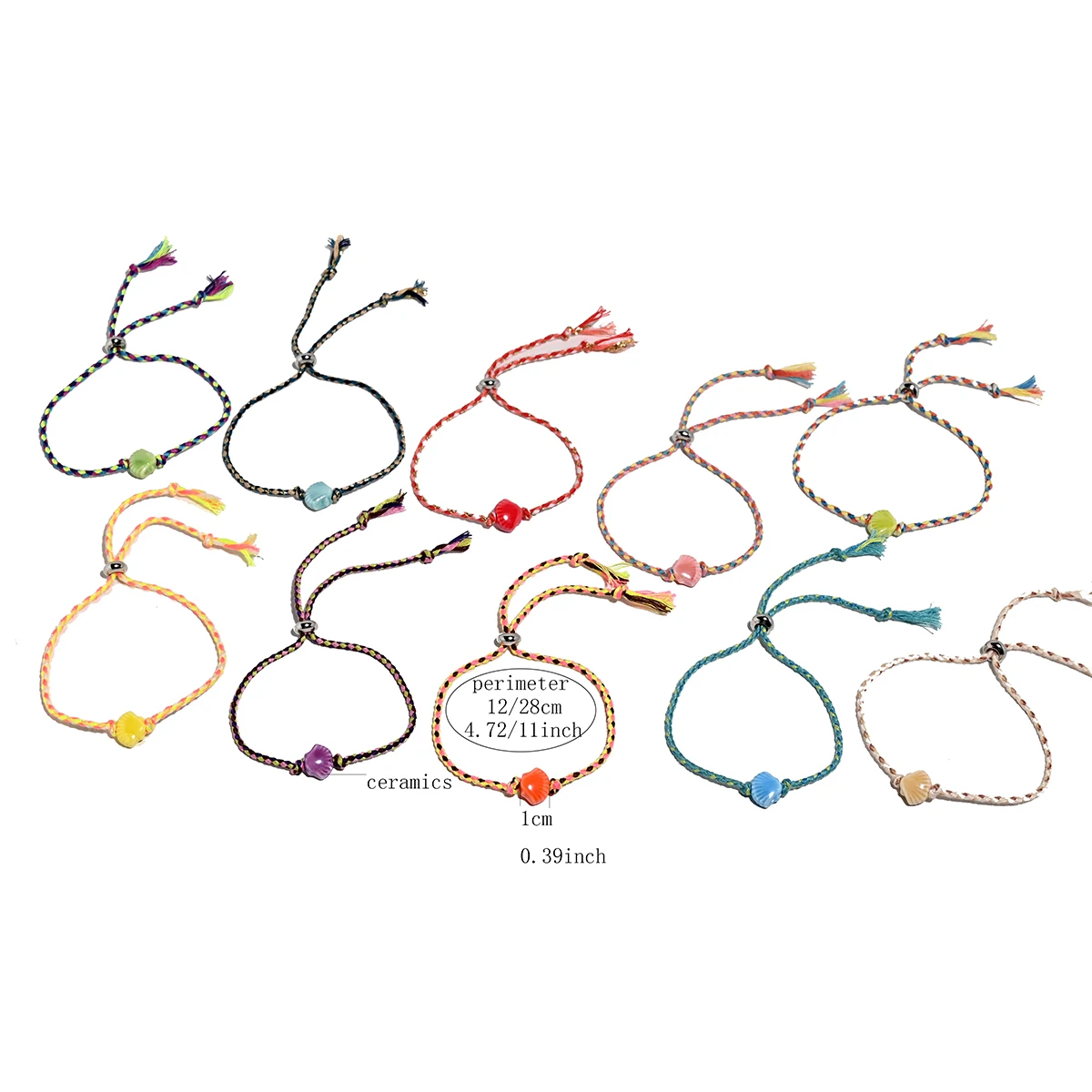 10 قطعة سوار شل السيراميك للنساء الصداقة البوهيمي تكويم الملونة حبل المعصم سحر سوار الإكسسوارات