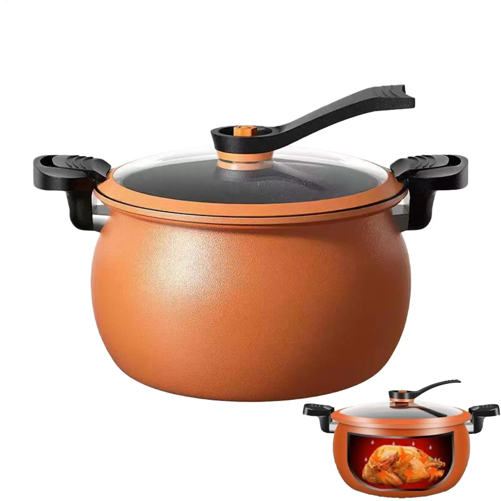 

Non-Stick Large-Capacity Pressure Pot Slow Rice Cooker with Transparent Lid for Cooking Canning Steam Rice Baking Bean Party