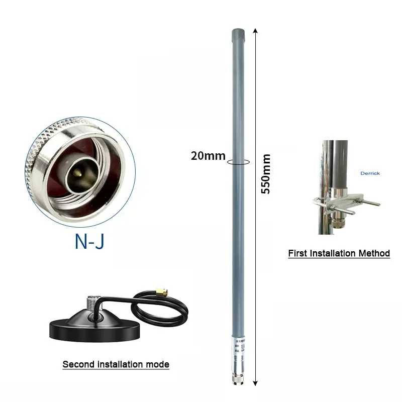 Antenne extérieure omnidirectionnelle, 8dbi à hélium fiViolet, 915mhz lora