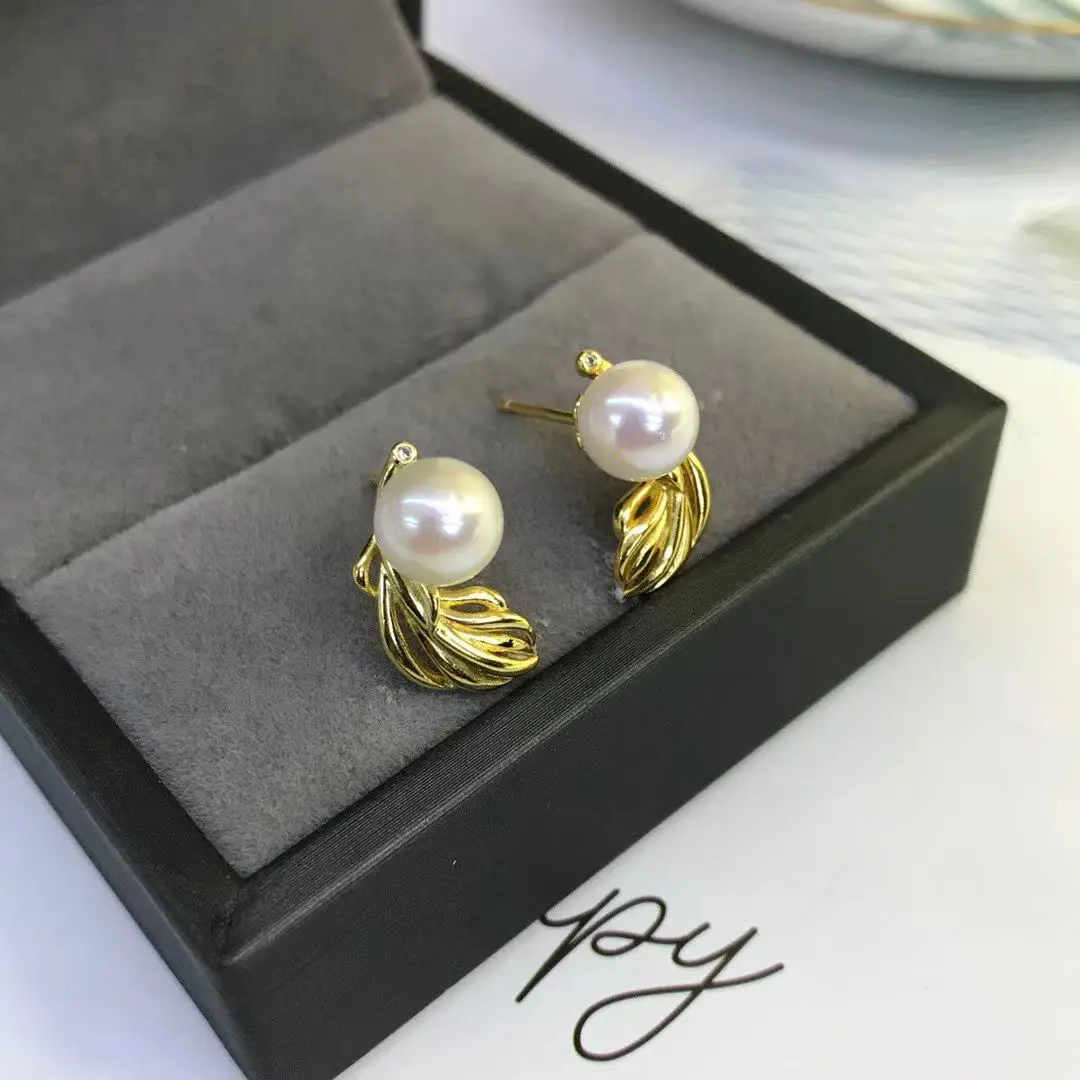 

Оптовая продажа, серьги из стерлингового серебра S925, фурнитура для крепления, базовые монтажные детали, аксессуар для жемчуга 7-8 мм, 5 пар/лот